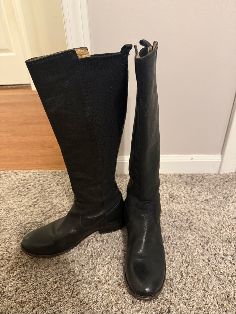 Frye Black Women's Tall Leather Riding Boots 6 - Picture 1 of 11